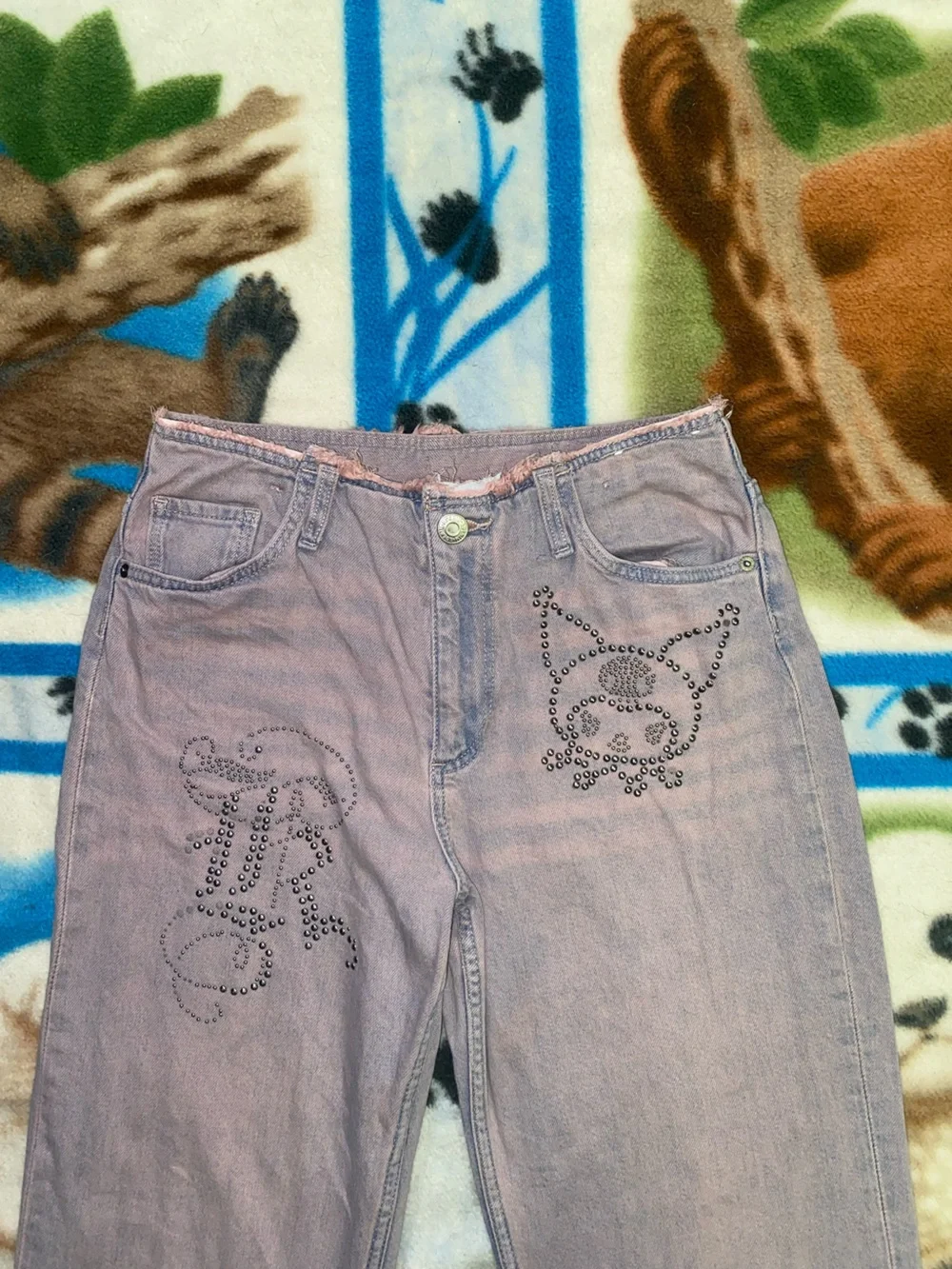 Sanrio Kurami Lavender Jeans with Rhinestone Detailing